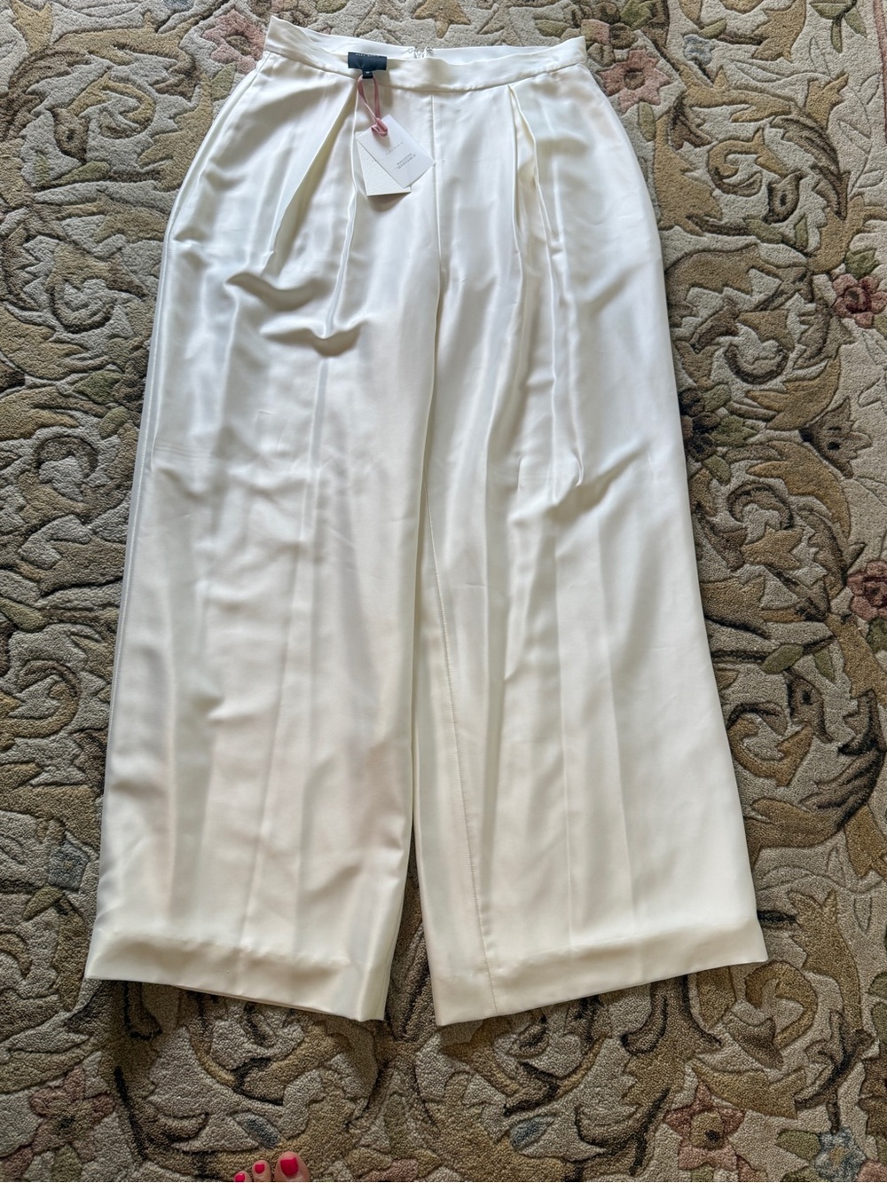 Alex Marie Cream High-Waist Pleated Wide Leg Pants